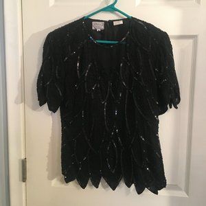 Vintage Stenay, black sequined/beaded evening top